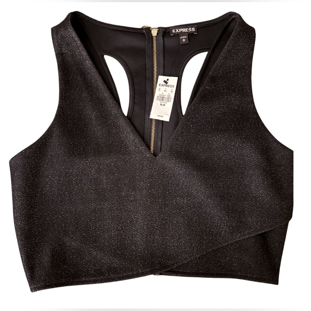 Express Shimmering Black Cropped top Size M